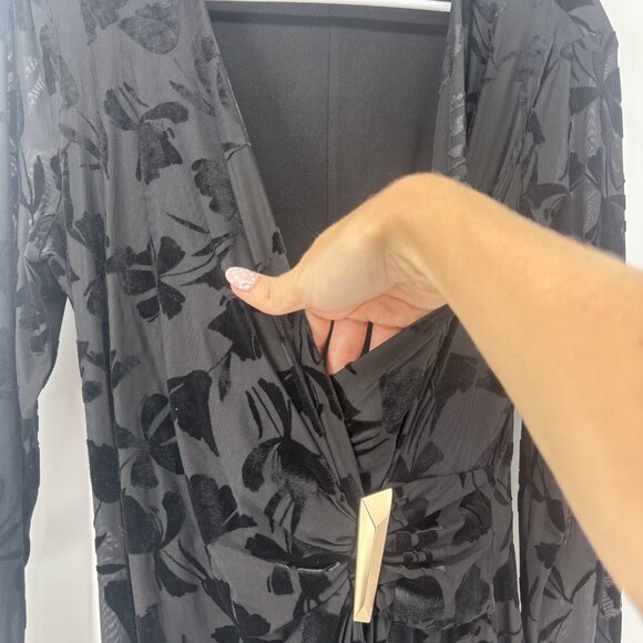 Calvin Klein Womens Black Velvet Mini Burnout Sheath Dress Size 12 Floral - Picture 9 of 12